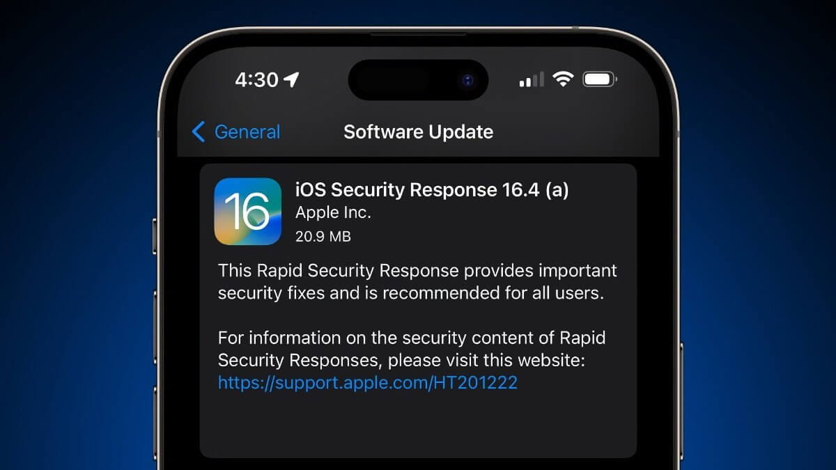 Apple выпускает второй Rapid Security Response в бета-версии iOS 16.4