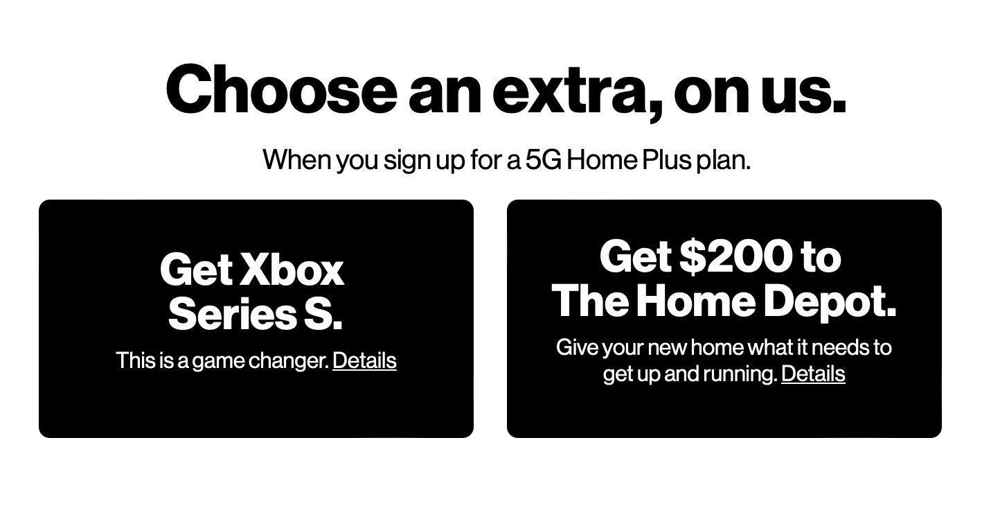 Incentives for Verizon's 5G Home Internet Comparison