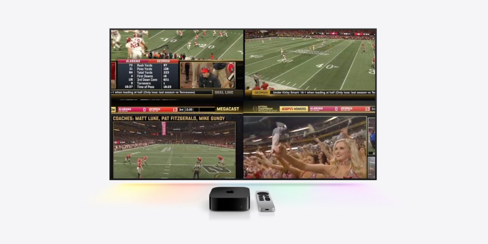 Quad box ESPN MultiCast на Apple TV