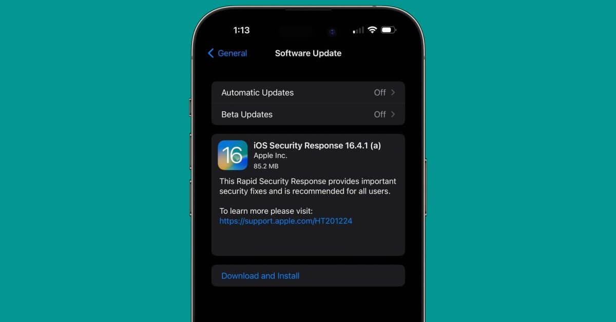 Выходит обновление iOS 16.4.1 Rapid Security Response для iPhone
