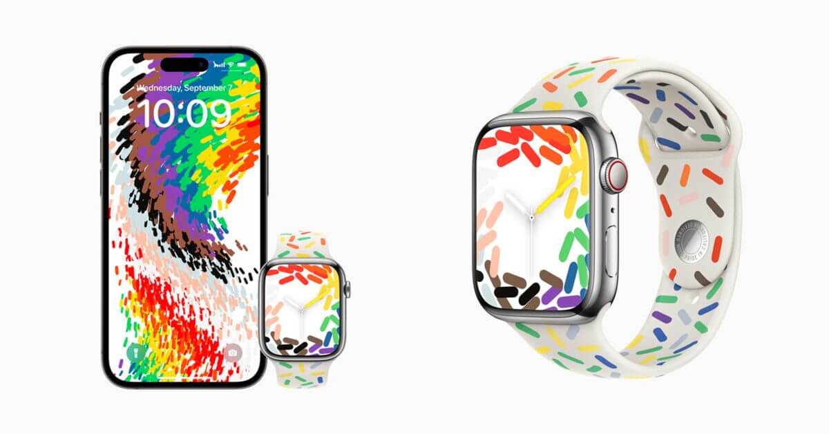 Apple анонсирует новый браслет Pride на 2023 год, соответствующий циферблату Apple Watch и обоям iPhone
