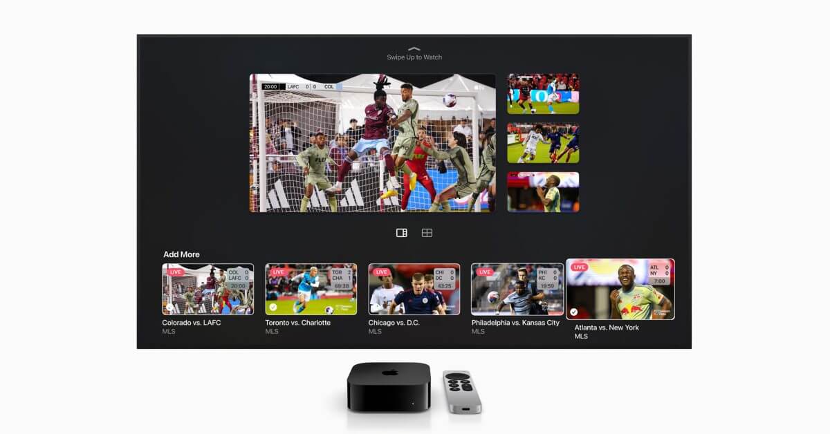 Apple TV официально запускает функцию Multiview для спортивных трансляций в ТВ-приложении