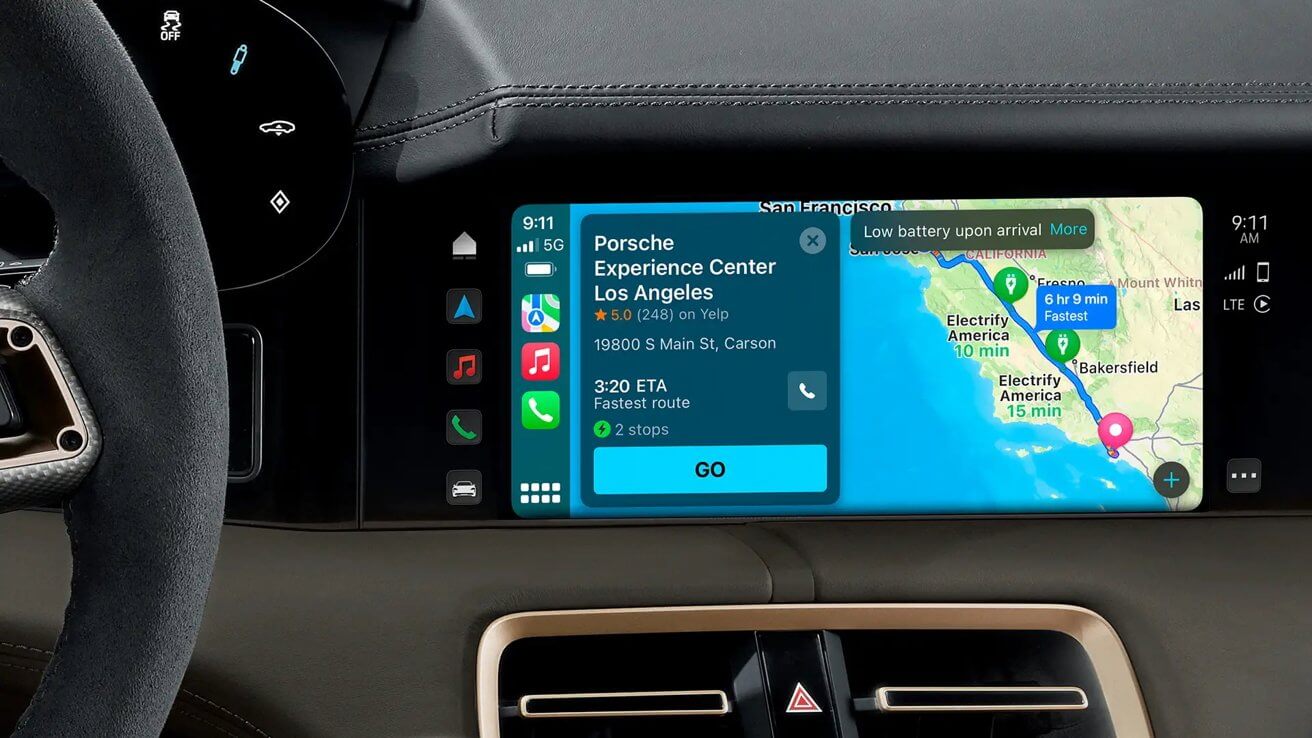 Porsche Taycan получает маршрутизацию Apple Maps EV