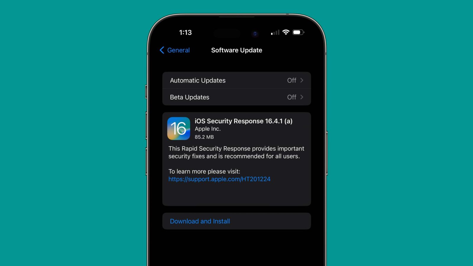 iOS 16.4.1 Быстрое реагирование службы безопасности