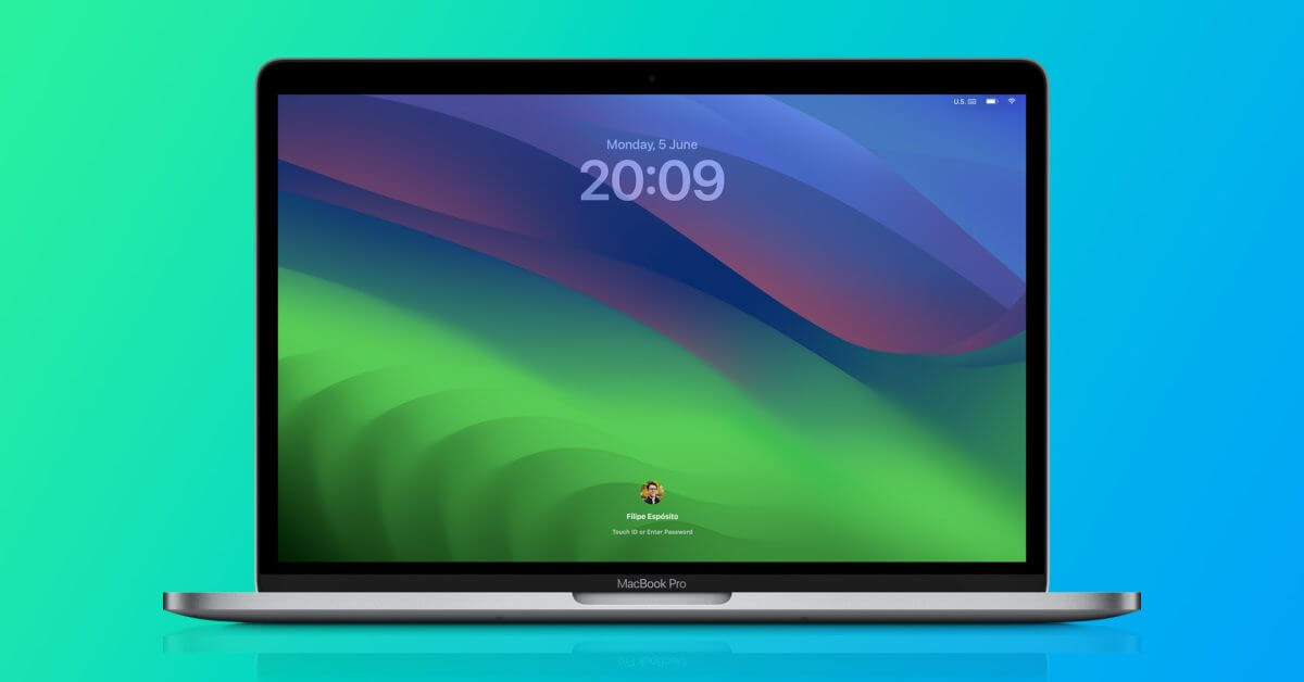 macOS Sonoma представляет новый экран блокировки с воздушными обоями