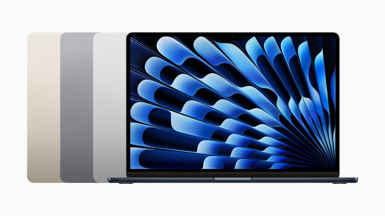 15-дюймовый MacBook Air доступен в цветах «полночь», «звездный свет», «серебристый» и «серый космос». 