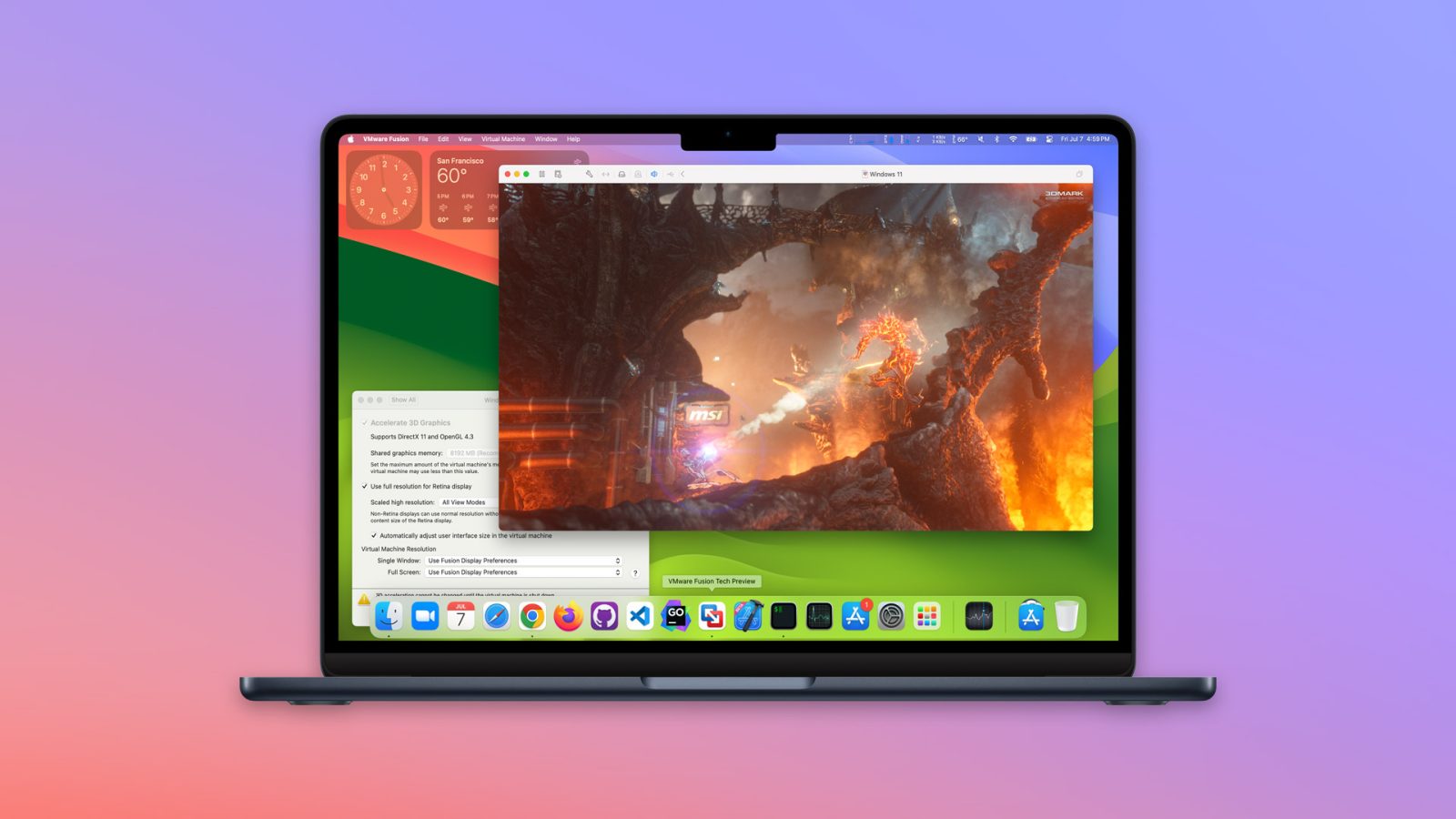 VMware Fusion добавляет 3D-ускорение для Windows 11 на Mac