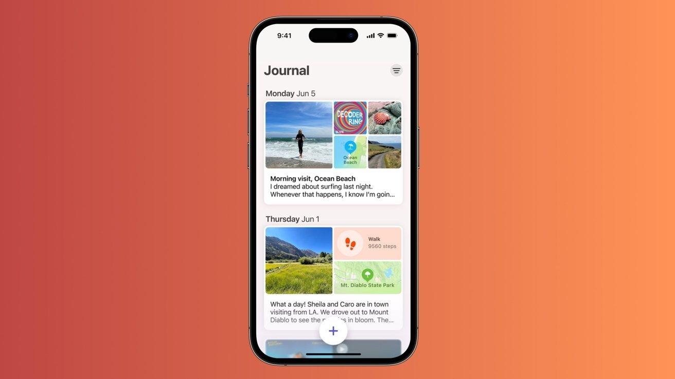 Стандартное приложение Apple Journal