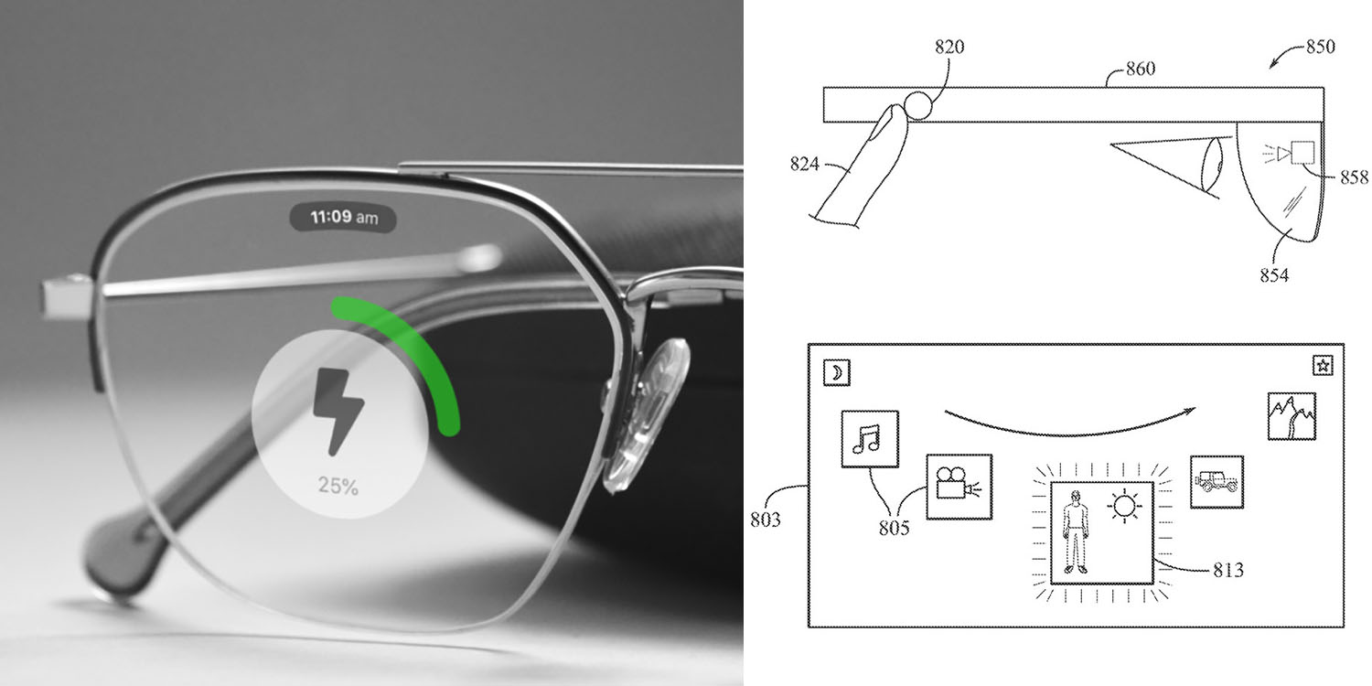 Apple очки с цифровой короной |  Патентные чертежи с концептуальным изображением
