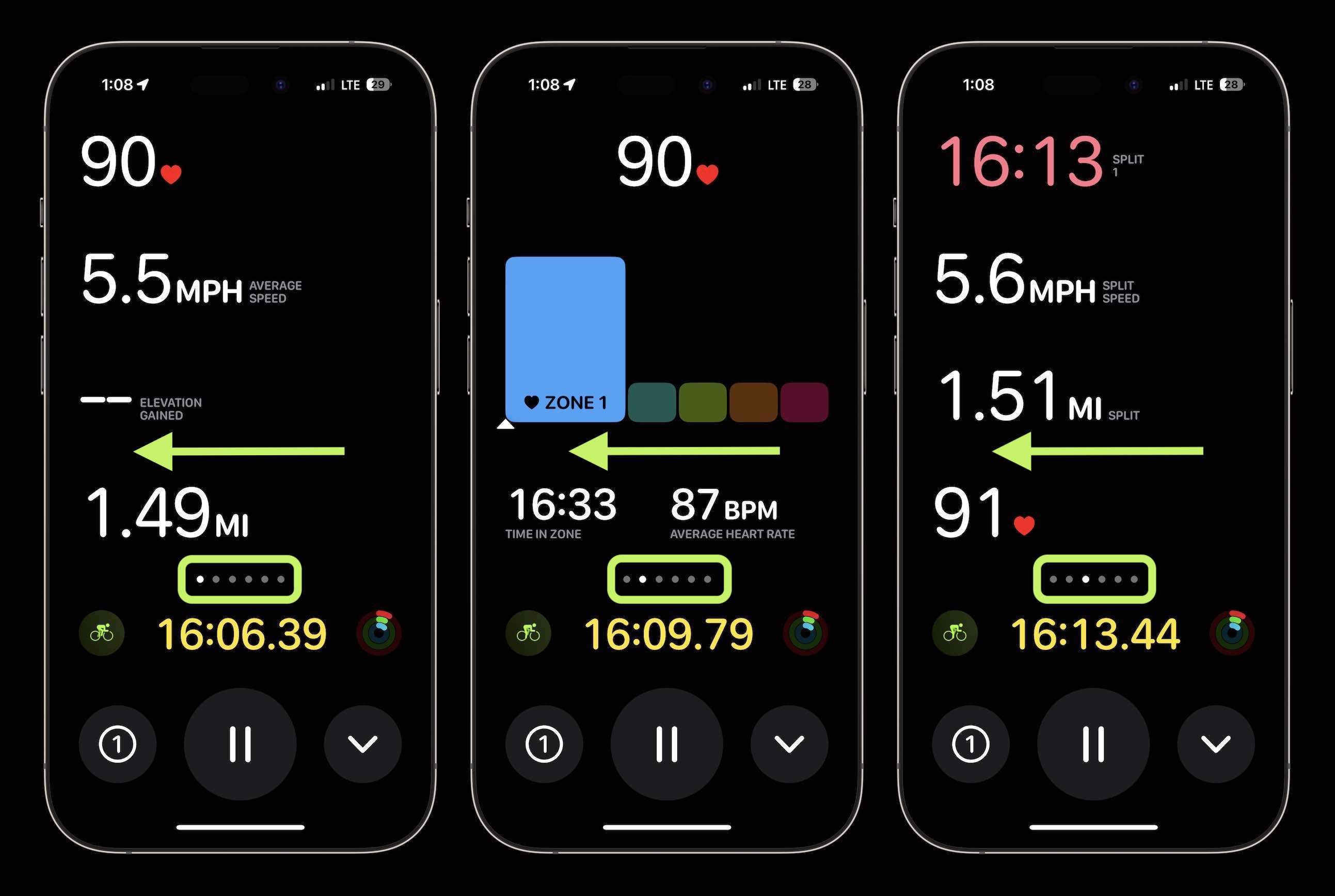 показатели езды на велосипеде в реальном времени на iPhone 2