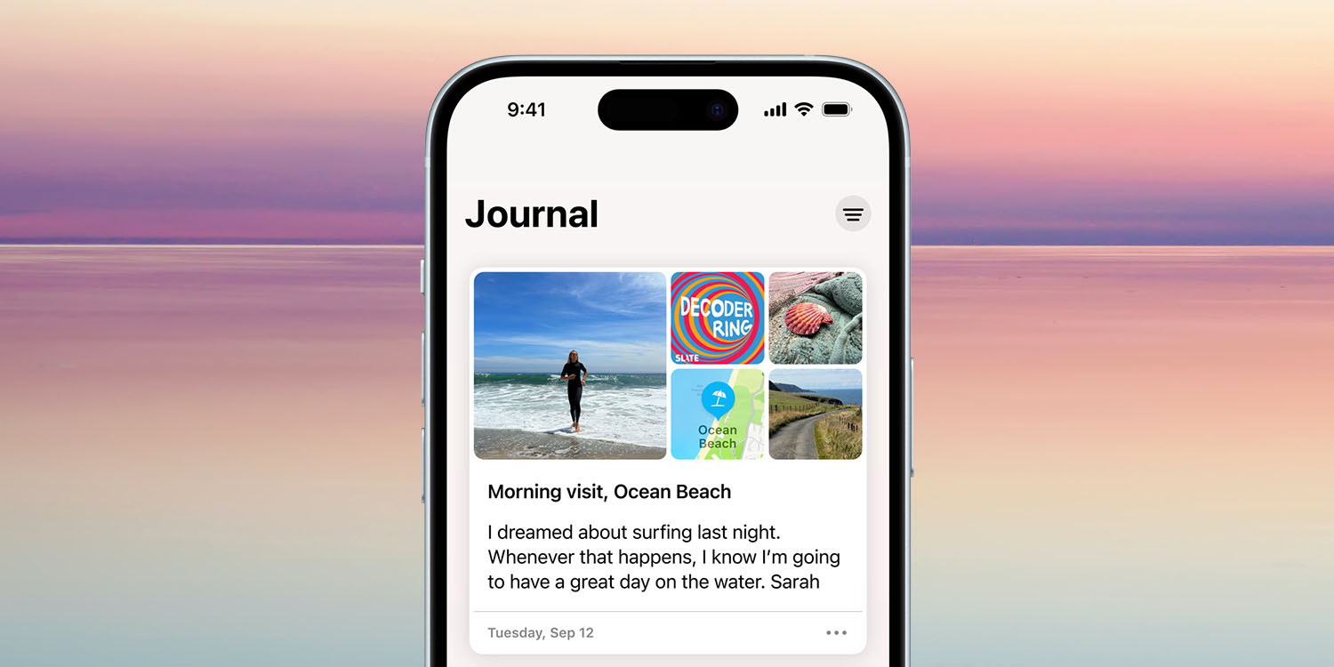 Практический курс Apple Journal |  Скриншот и восход солнца