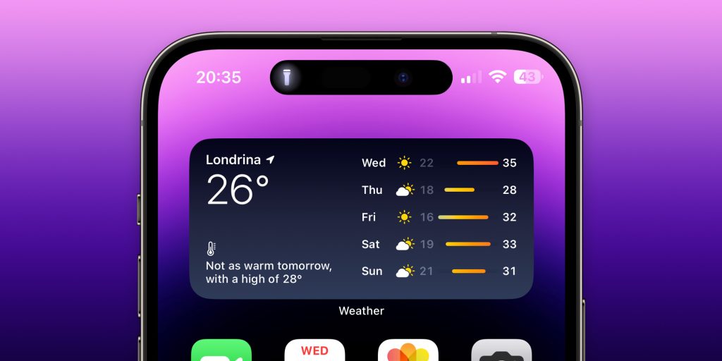 iOS 17.1 добавляет индикатор фонарика Dynamic Island на iPhone 14 Pro и iPhone 15