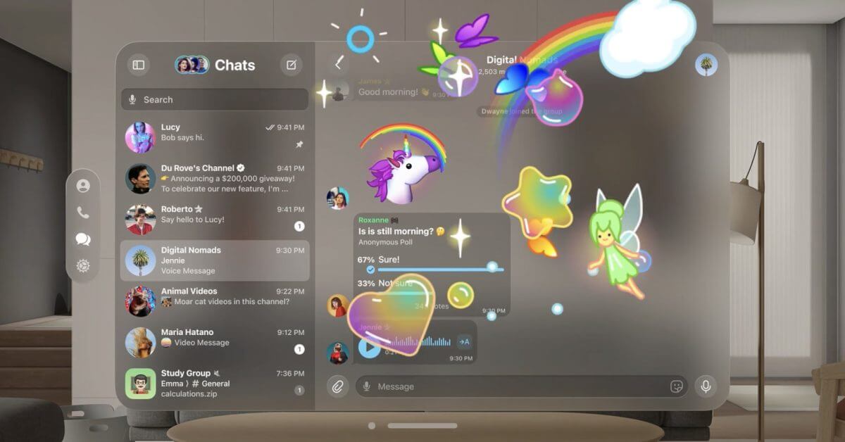 Telegram дразнит приложение VisionOS захватывающими видеороликами и стикерами AR