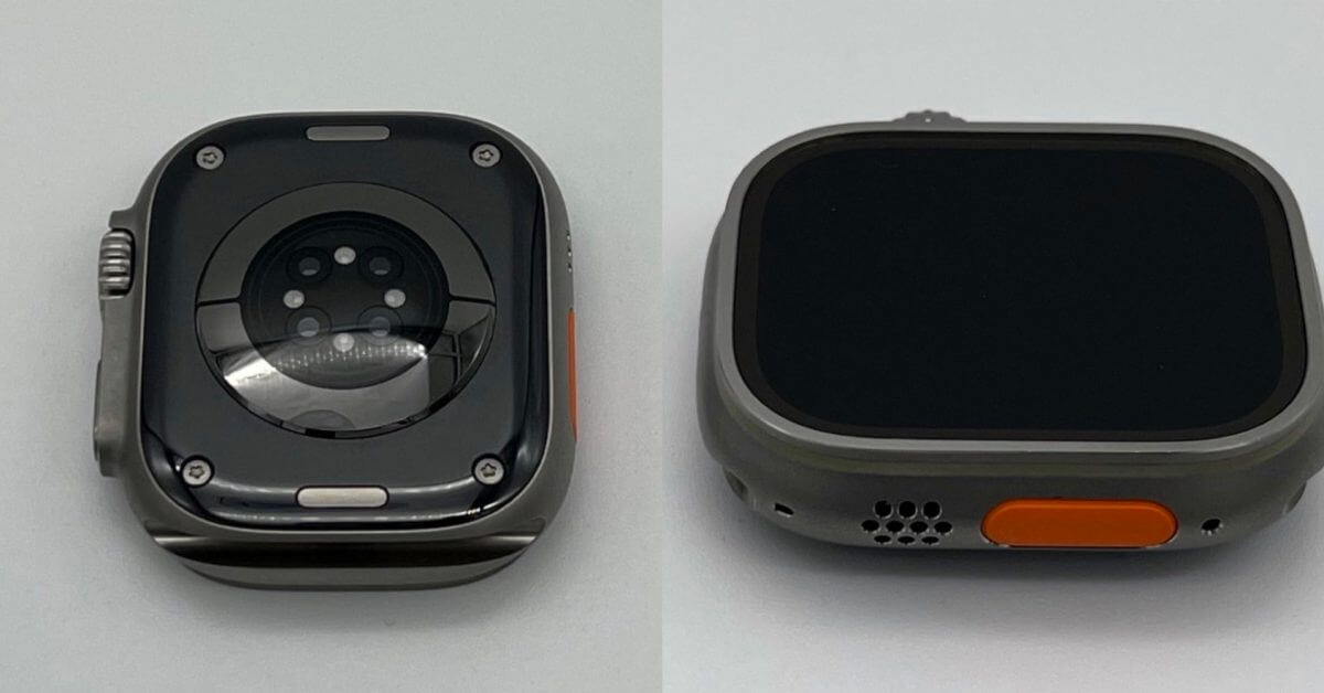 На изображениях показан прототип Apple Watch Ultra с черной керамической задней панелью.