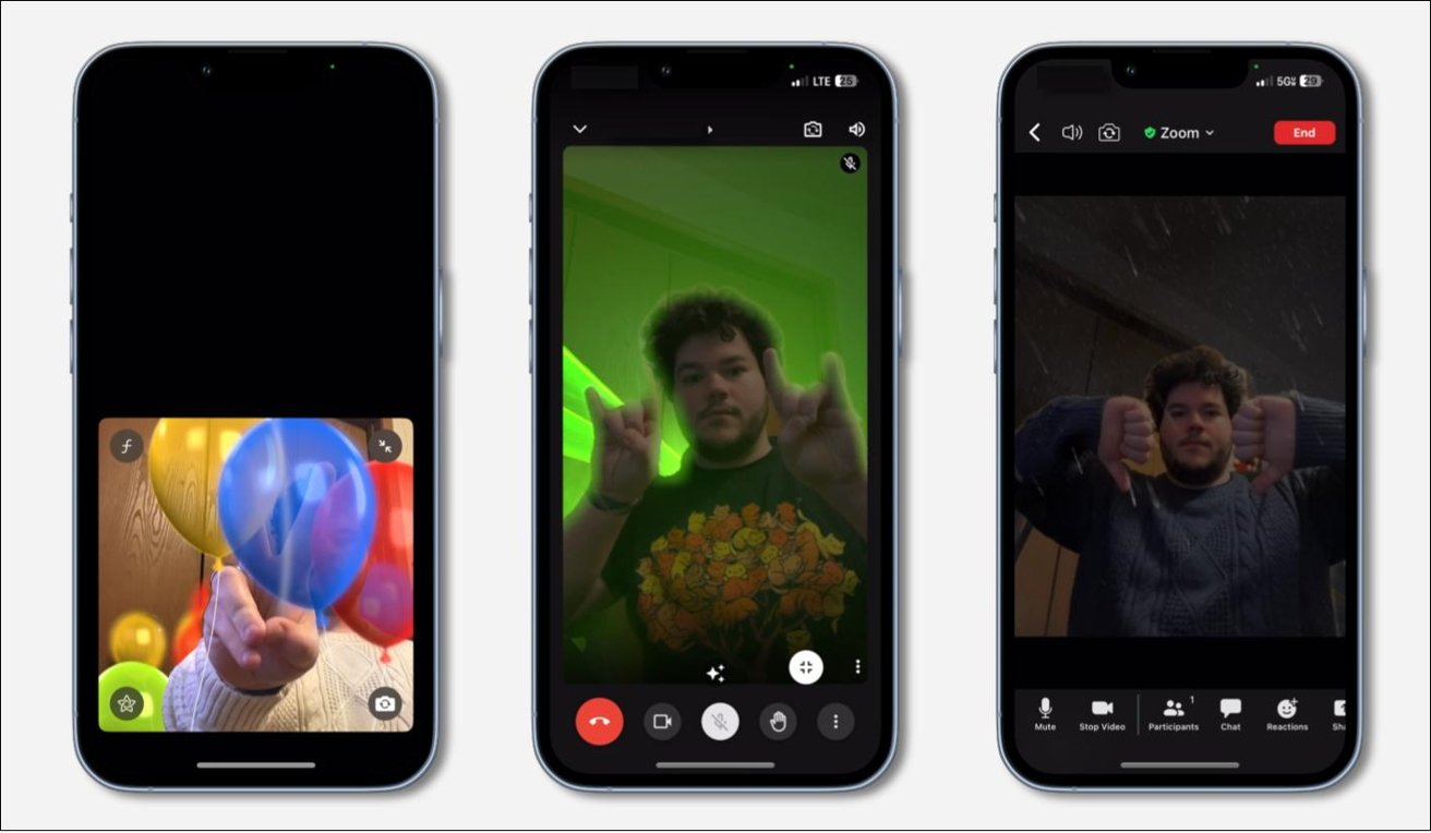 Воздушные шары, лазеры и фейерверки — все работает в FaceTime, Google Meet и Zoom.