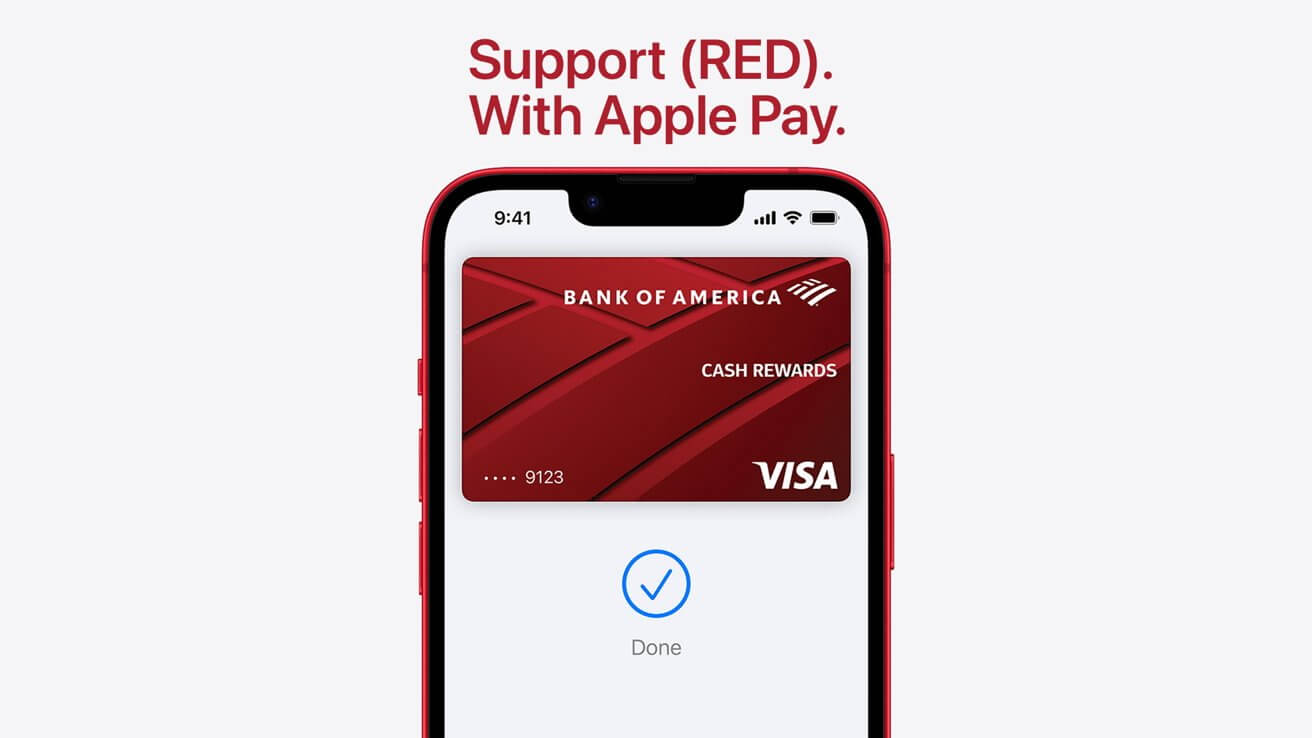Пожертвуйте 1 доллар США в пользу (RED) с помощью Apple Pay в Apple Stores