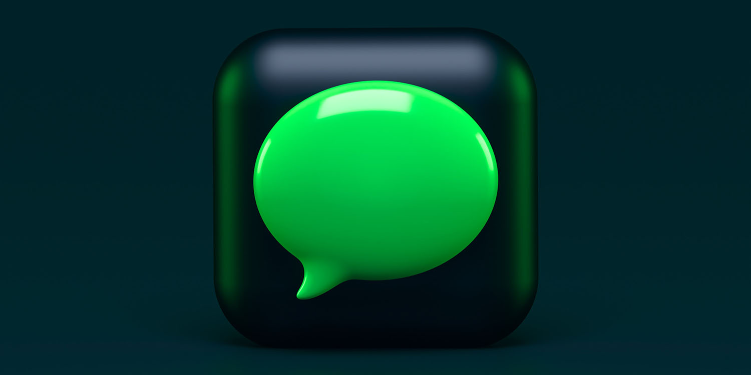 Объявление RCS от Apple |  3D зеленый чат-пузырь