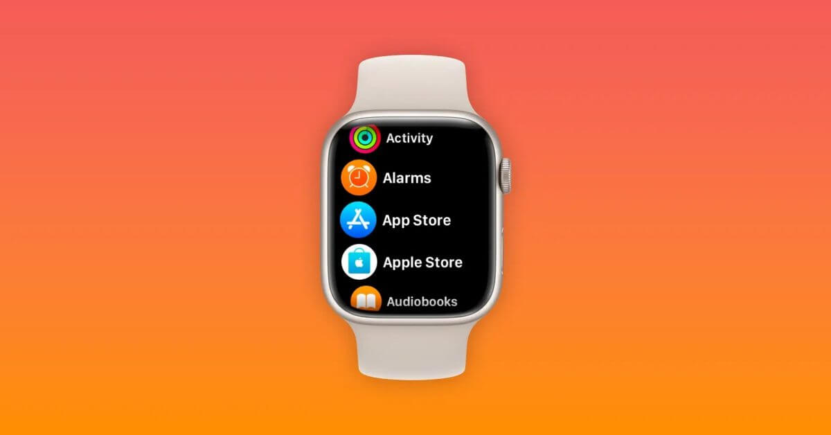 Где находится кнопка просмотра списка Apple Watch в watchOS 10?