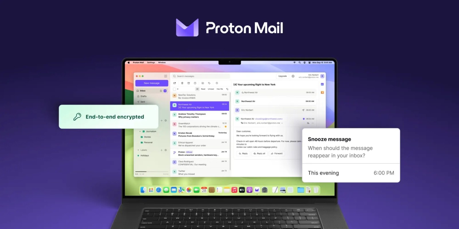Промо-изображение приложения Proton Mail для Mac