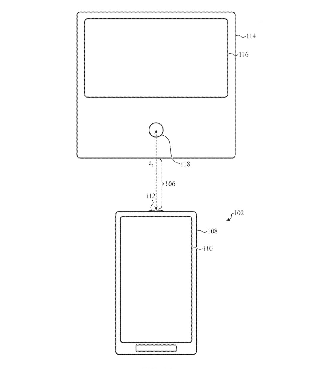 Фрагмент патента, показывающий, как iPhone управляет другим устройством.