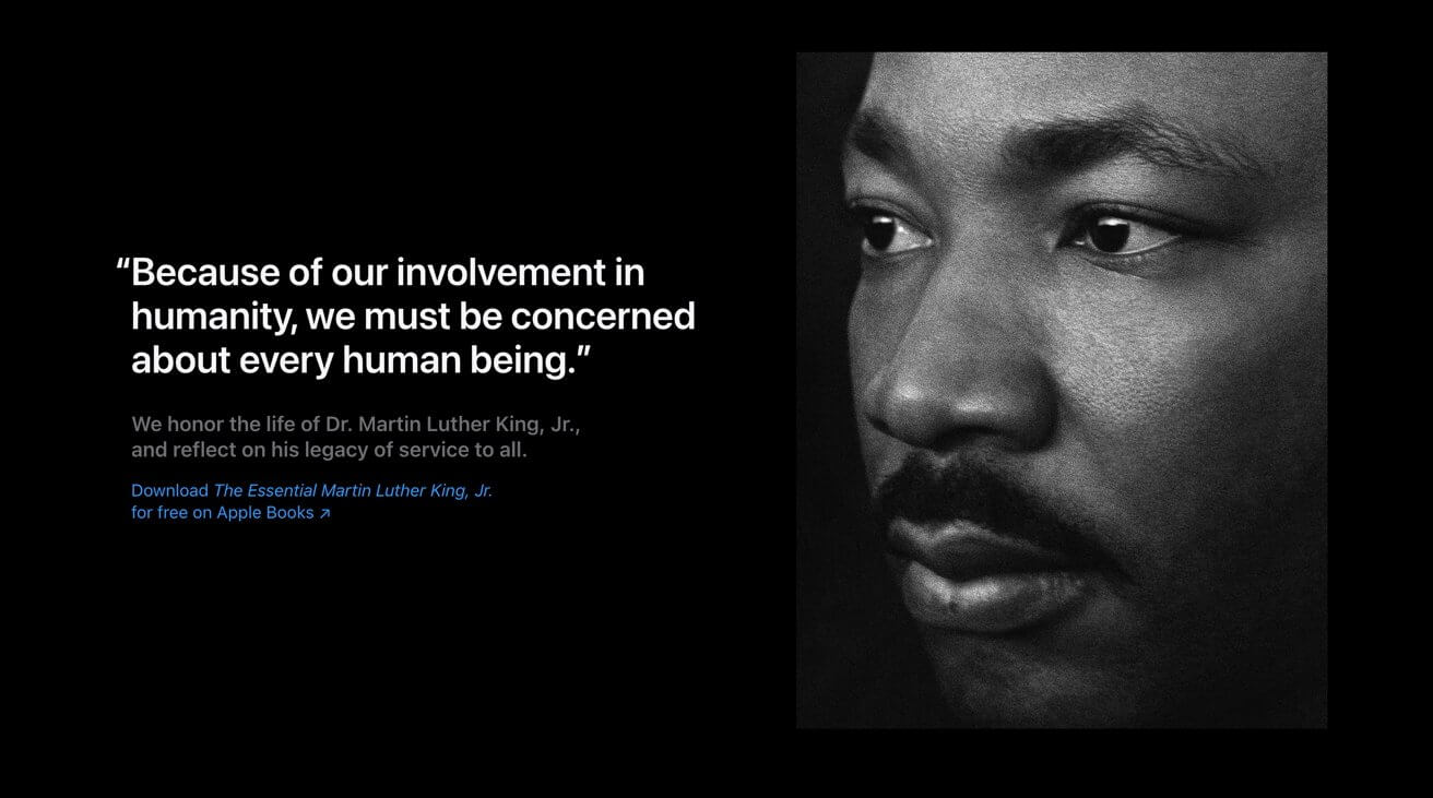 Веб-сайт Apple отмечает день доктора Мартина Лютера Кинга-младшего