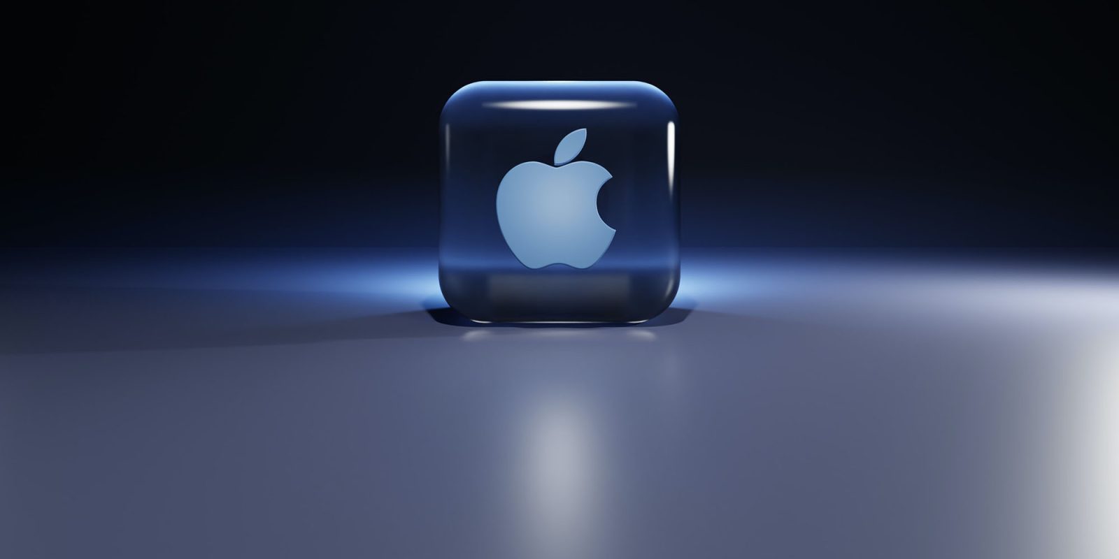 27% комиссия Apple | 3D-рендеринг стеклянного логотипа Apple