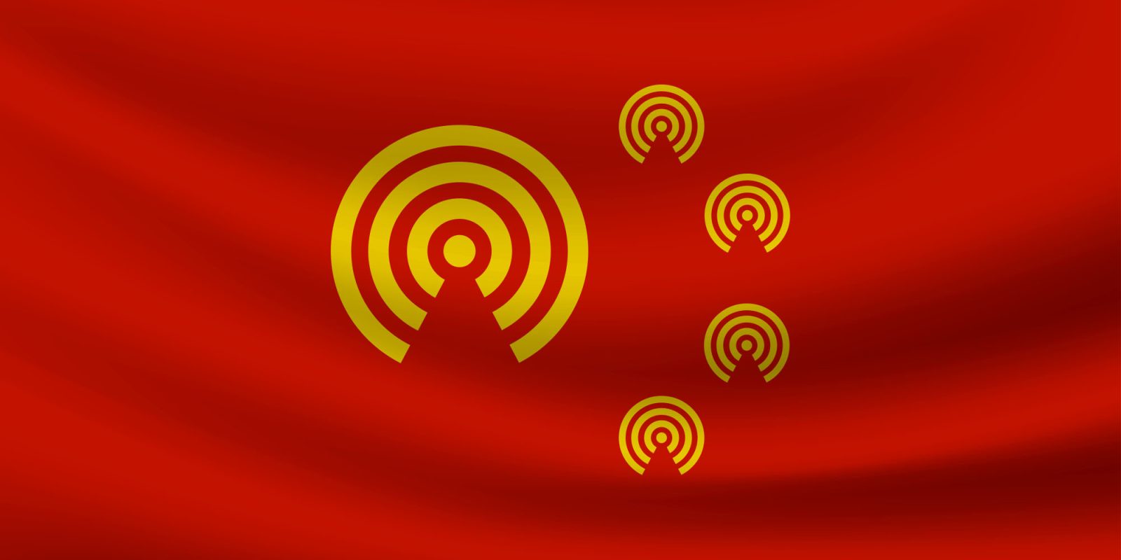 AirDrop трещина | Китайский флаг с символами Wi-Fi