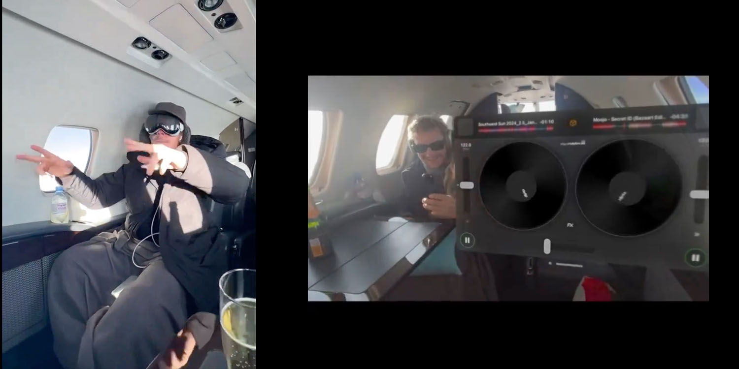 Трюки Vision Pro и видео знаменитостей |  Дипло-диджеинг в Vision Pro на своем частном самолете