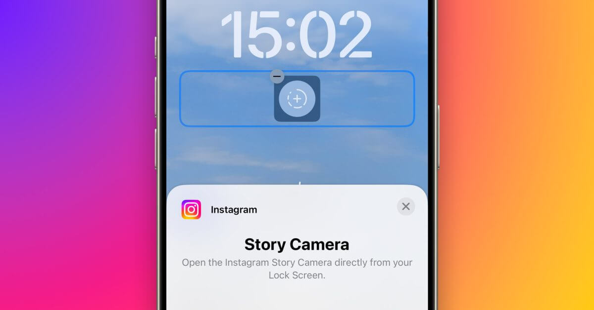 Виджет Instagram* открывает камеру Story с экрана блокировки.