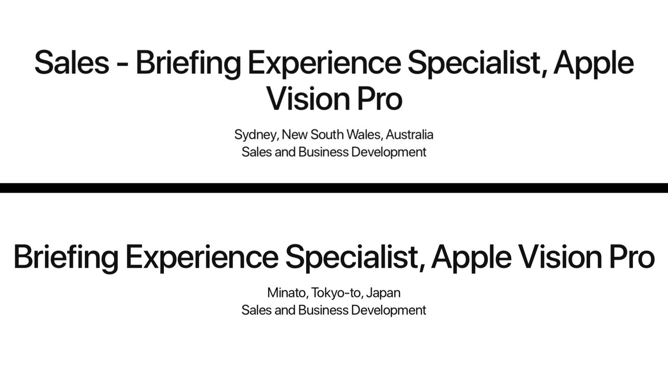 Списки вакансий Apple Vision Pro
