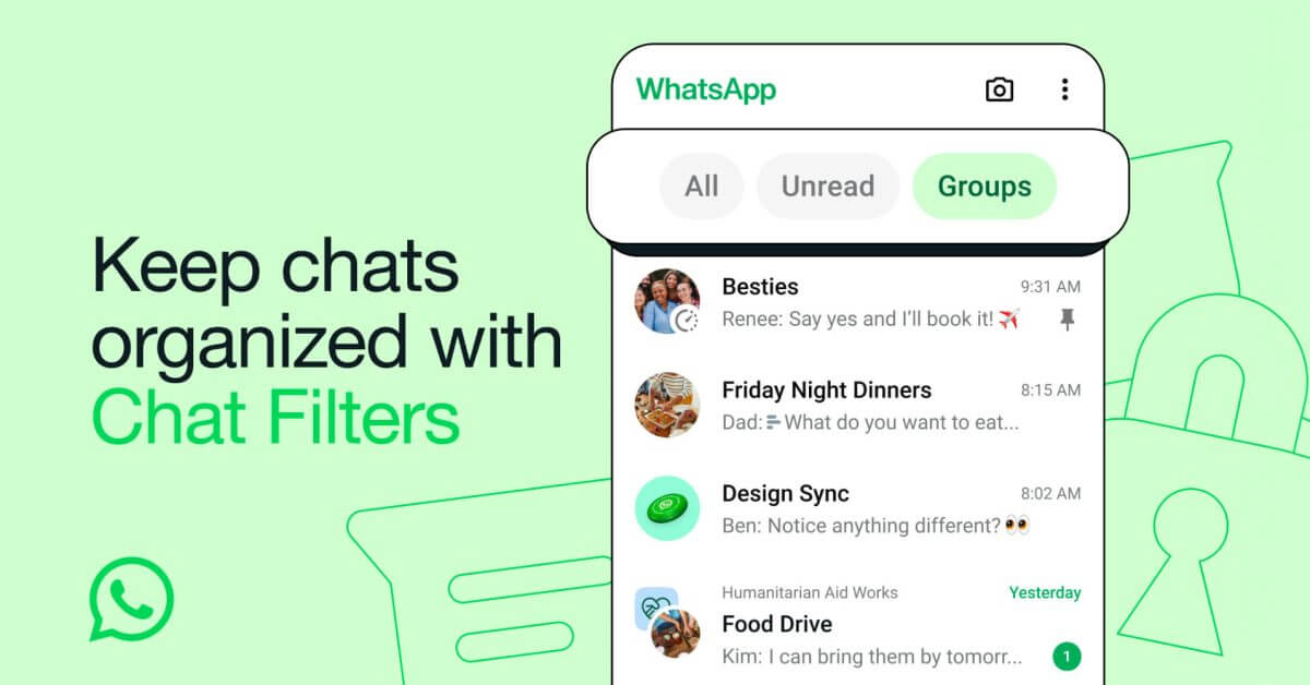 Фильтры чата WhatsApp разделяют непрочитанные сообщения и группы