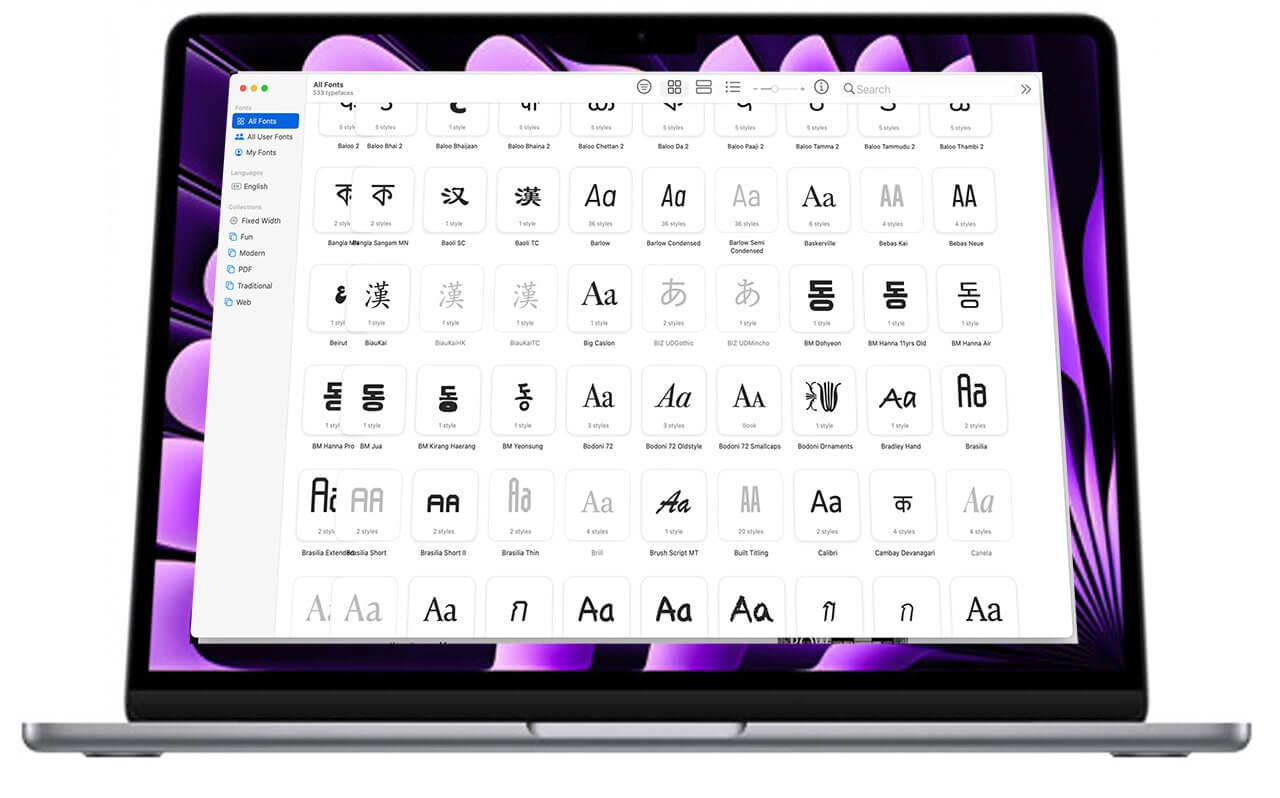 Установка шрифтов в macOS Sonoma