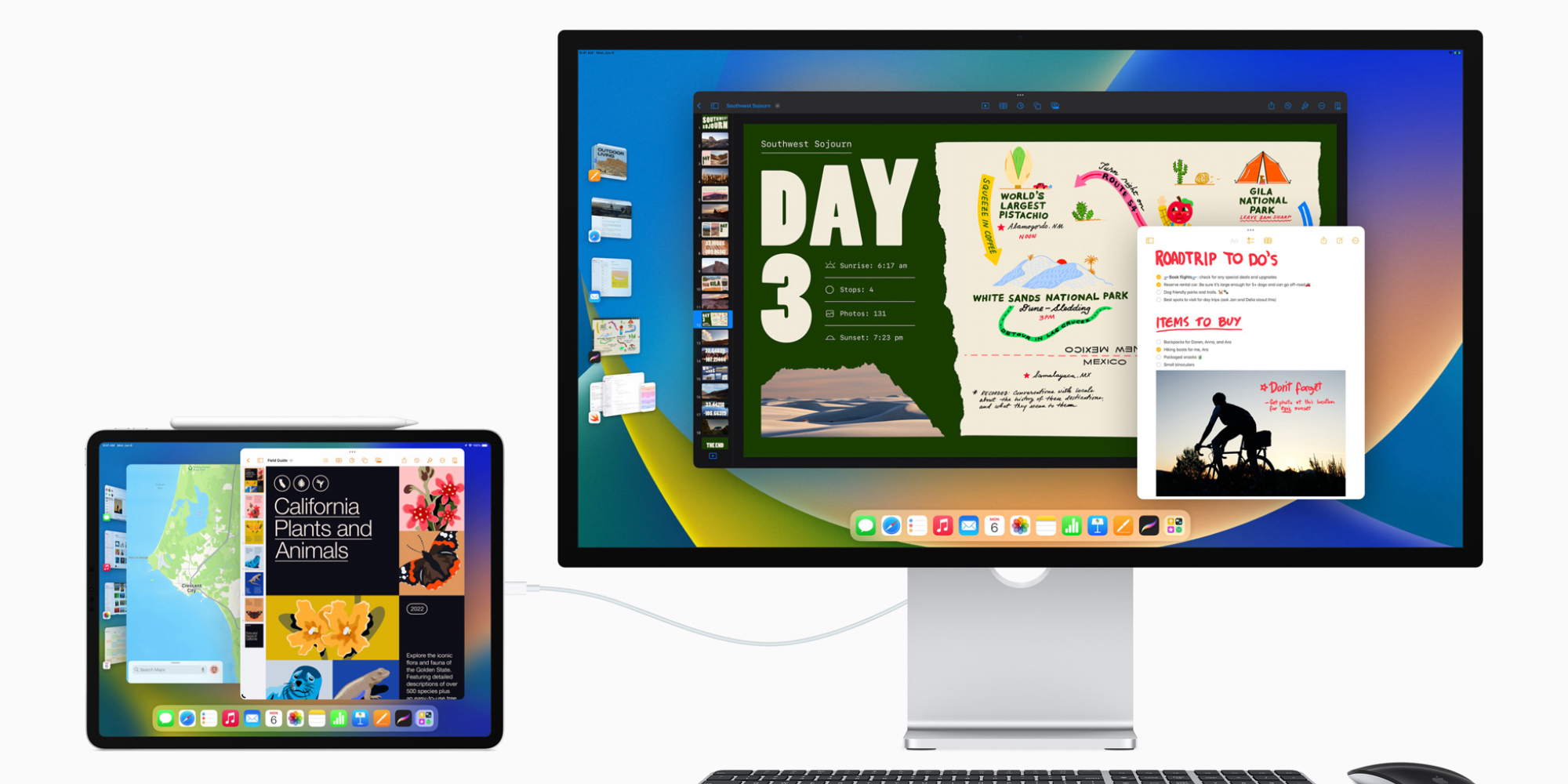 Дисплей Apple Studio, подключенный к iPad Pro