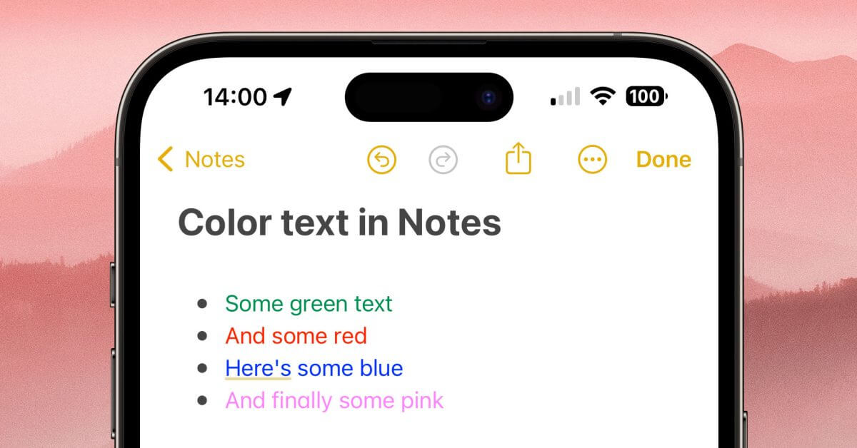Как получить цветной текст в приложении Apple Notes — в iOS 17 и iOS 18 [U]