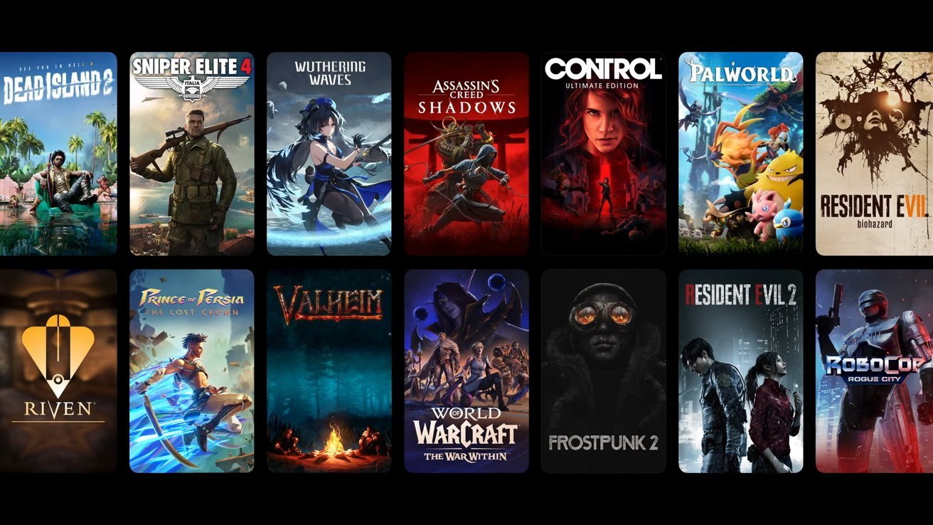 Тринадцать красочных обложек видеоигр, расположенных в виде сетки, с изображением различных персонажей, включая солдат, воинов, зомби и мифических существ.  Названия включают Dead Island 2, Sniper Elite 4 и Resident Evil 2.