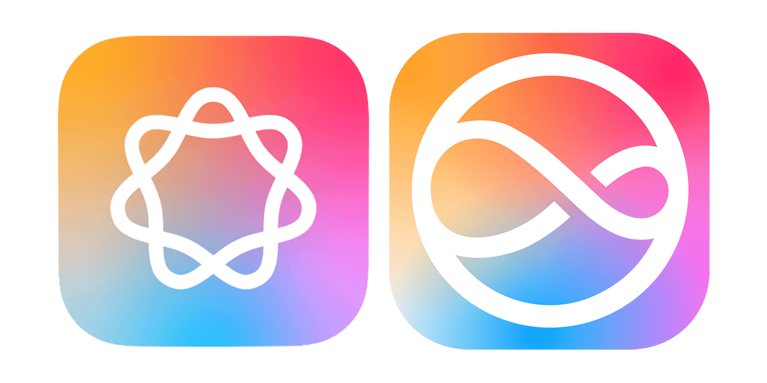 Логотип Apple AI (слева) и новый значок Siri (справа)