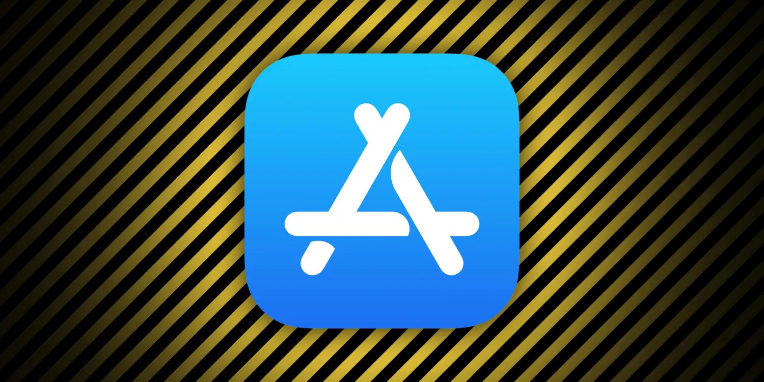 Мошенничество в App Store | Логотип против предупреждающей ленты