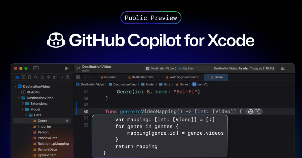 GitHub выпускает общедоступную предварительную версию Copilot для Apple Xcode