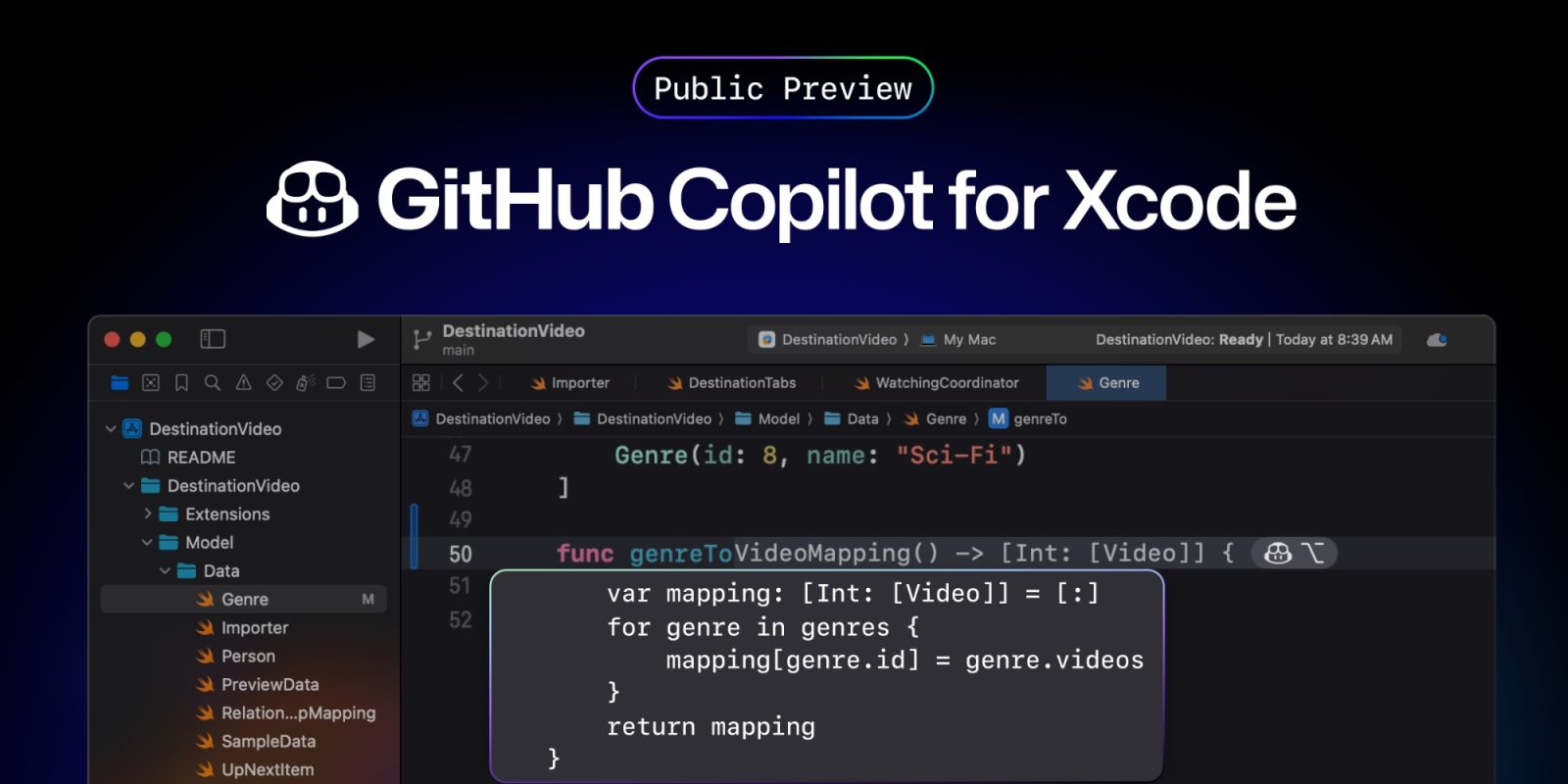 GitHub выпускает общедоступную предварительную версию Copilot для Apple Xcode