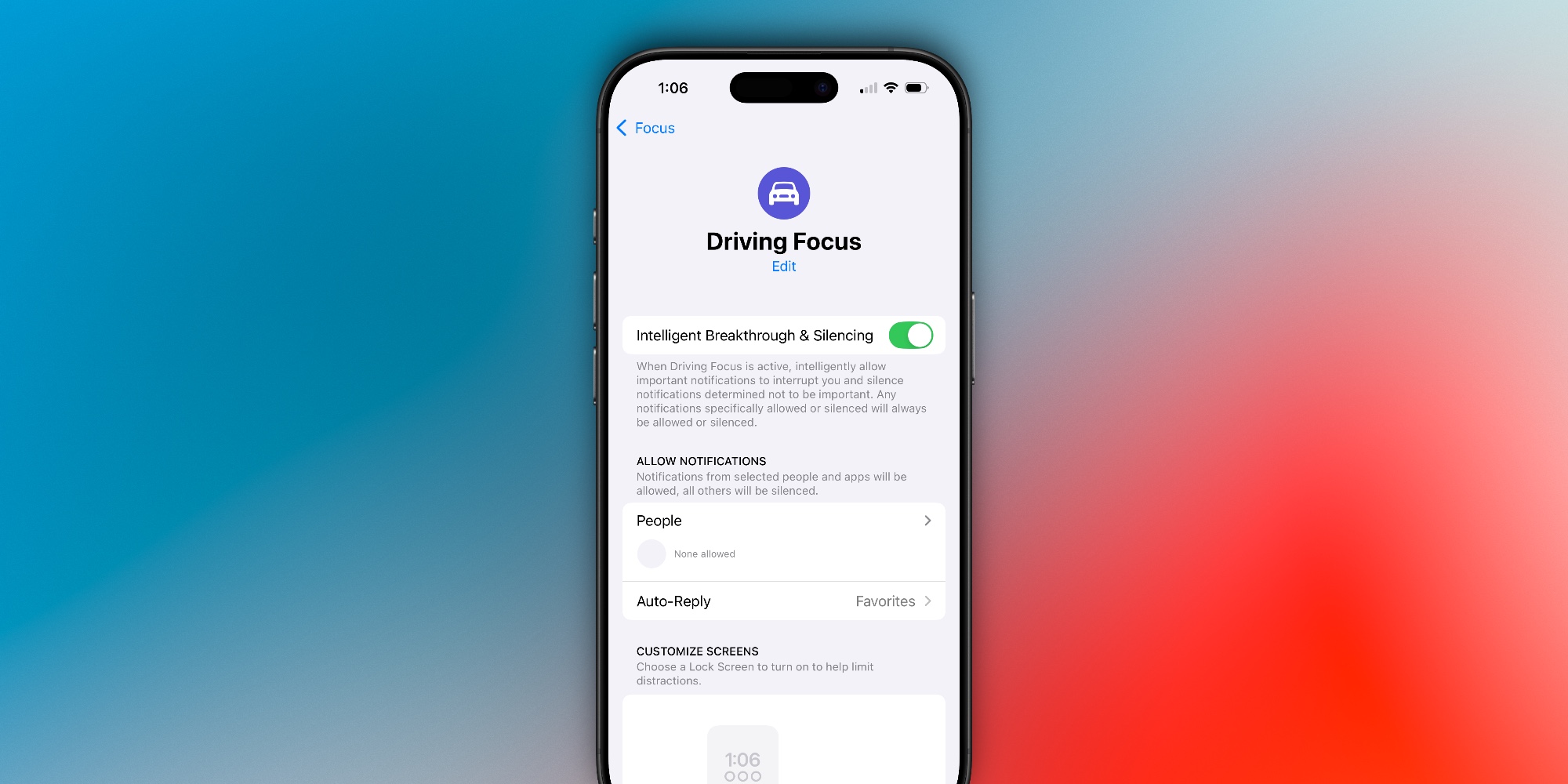 Режим Driving Focus с Apple Intelligence