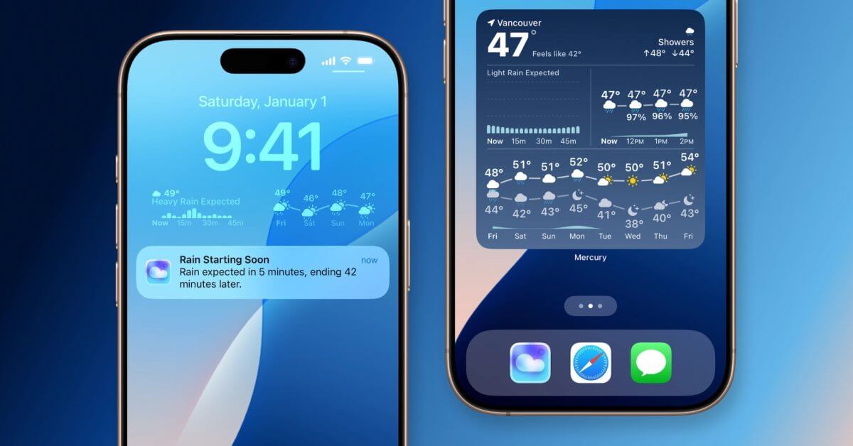 Mercury Weather теперь может отправлять уведомления о дожде и снеге