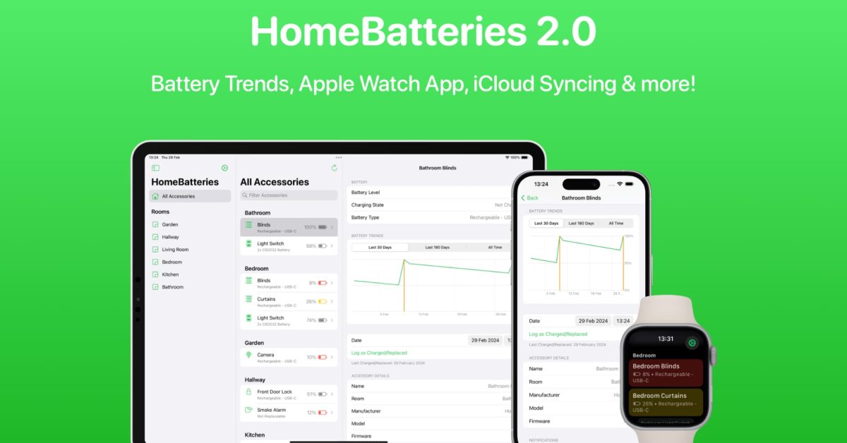 HomeBatteries: отслеживайте состояние батареи HomeKit