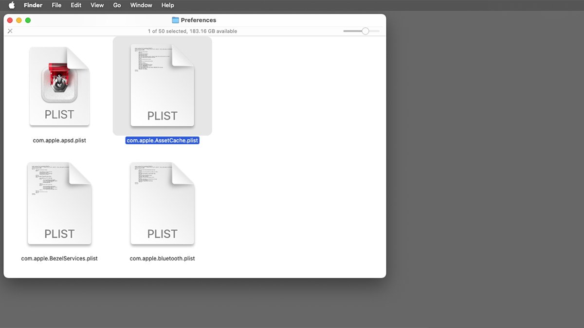 Файл .plist кэша содержимого macOS.