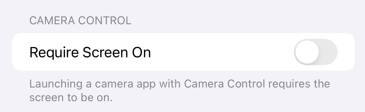 Требовать настройку «Экран включен» в iOS 18.2 beta 3, связанную с управлением камерой